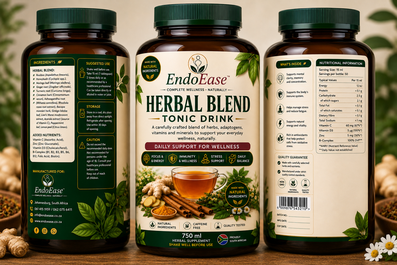 EndoEase Herbal Blend Tonic Drink packaging